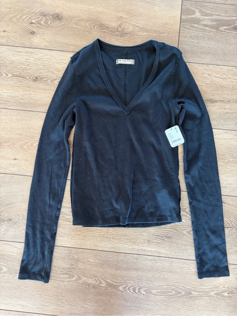 We The Free Black V-Neck Long Sleeve Tee